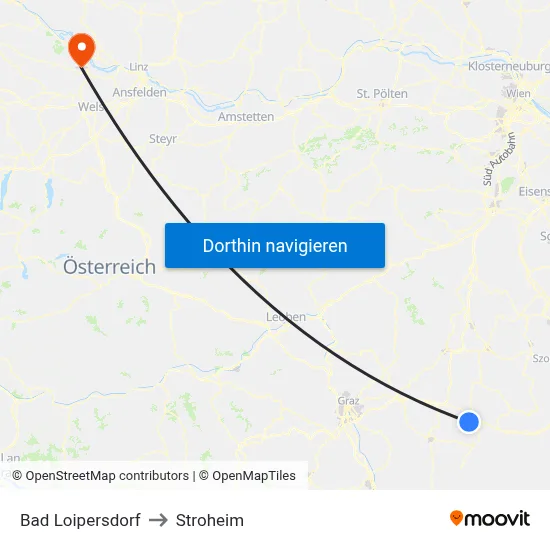 Bad Loipersdorf to Stroheim map