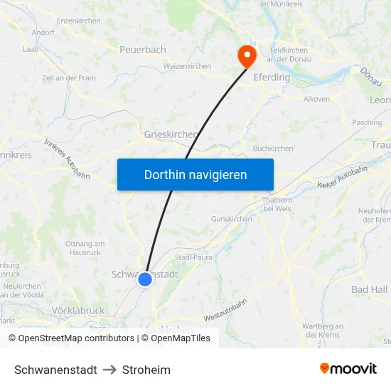 Schwanenstadt to Stroheim map