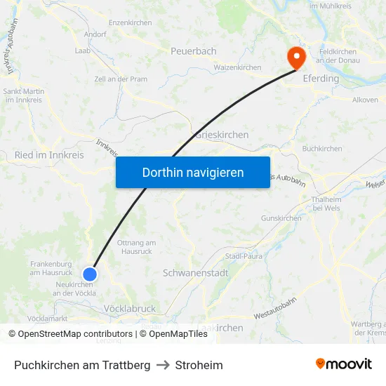 Puchkirchen am Trattberg to Stroheim map