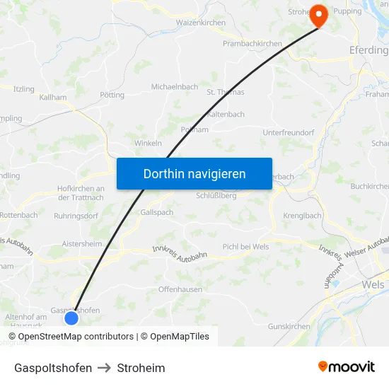 Gaspoltshofen to Stroheim map