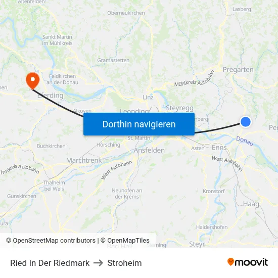 Ried In Der Riedmark to Stroheim map