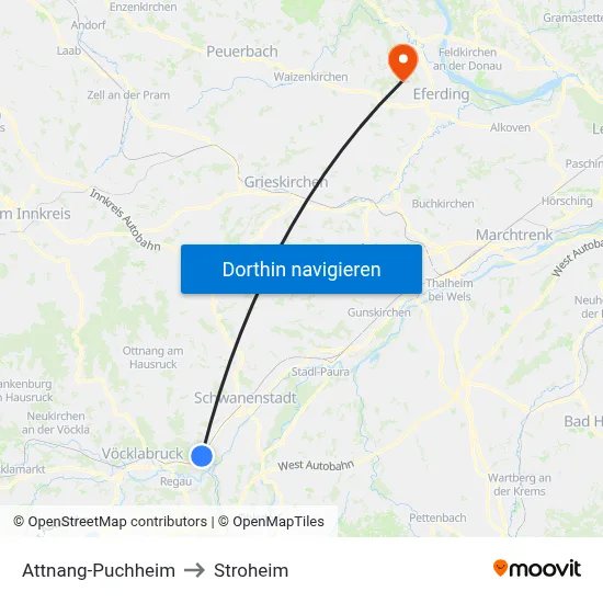 Attnang-Puchheim to Stroheim map