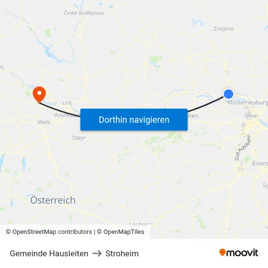Gemeinde Hausleiten to Stroheim map