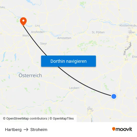 Hartberg to Stroheim map