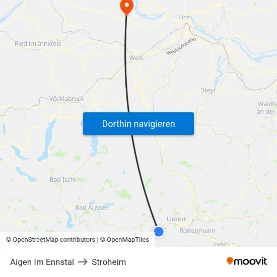 Aigen Im Ennstal to Stroheim map