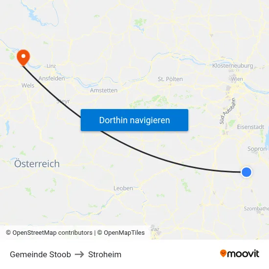 Gemeinde Stoob to Stroheim map