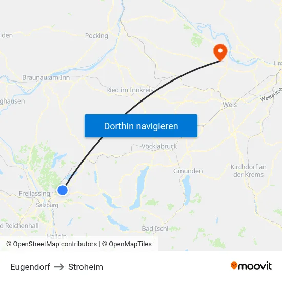 Eugendorf to Stroheim map