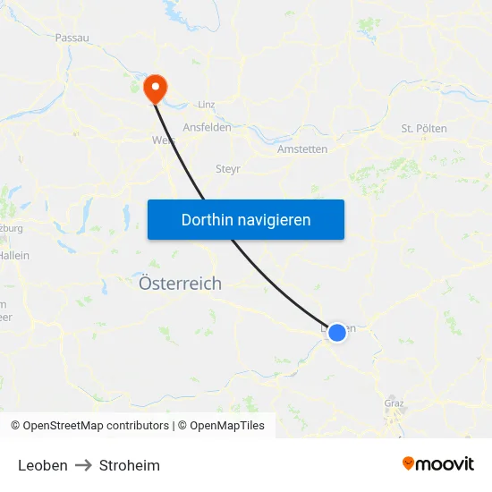 Leoben to Stroheim map