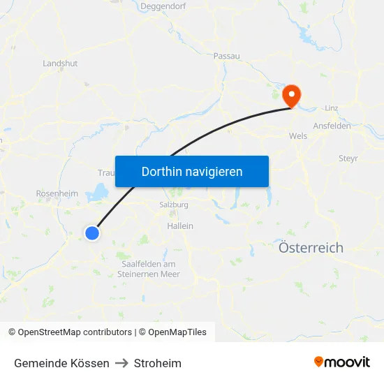 Gemeinde Kössen to Stroheim map