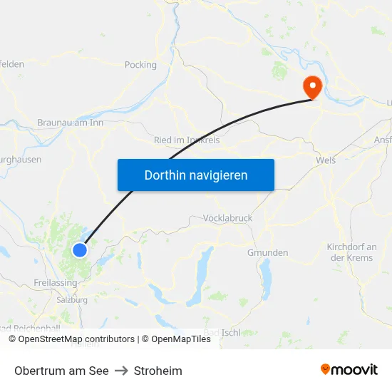 Obertrum am See to Stroheim map