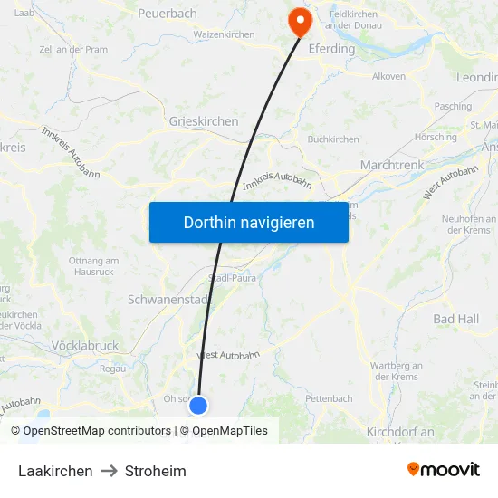 Laakirchen to Stroheim map