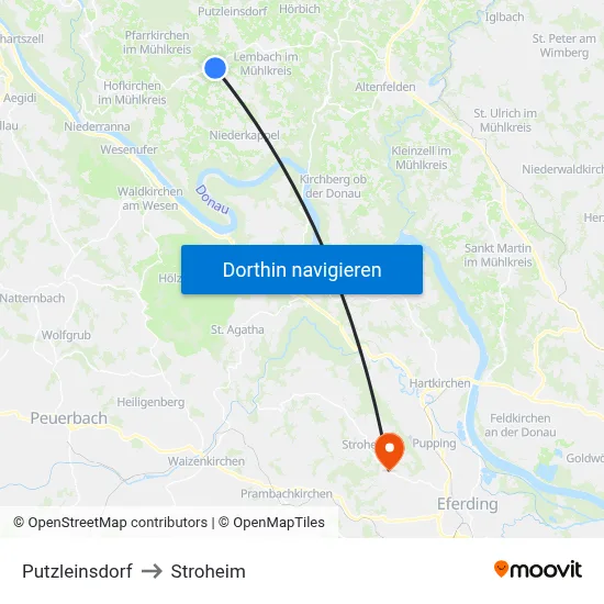 Putzleinsdorf to Stroheim map