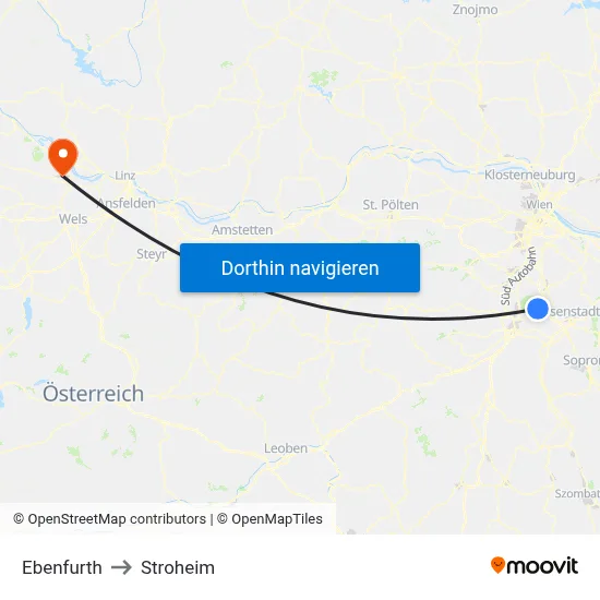 Ebenfurth to Stroheim map