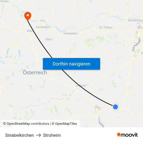 Sinabelkirchen to Stroheim map