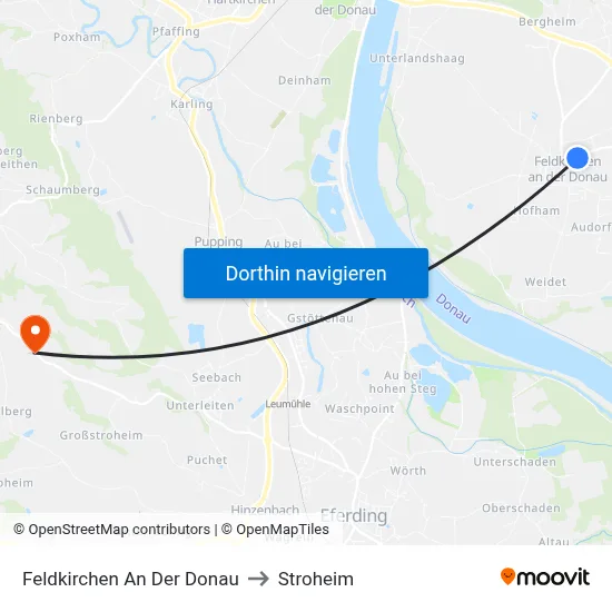 Feldkirchen An Der Donau to Stroheim map