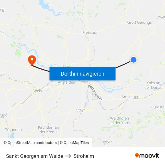 Sankt Georgen am Walde to Stroheim map