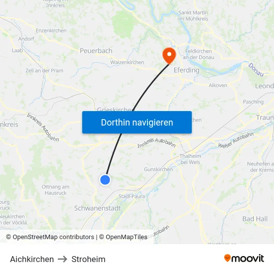 Aichkirchen to Stroheim map