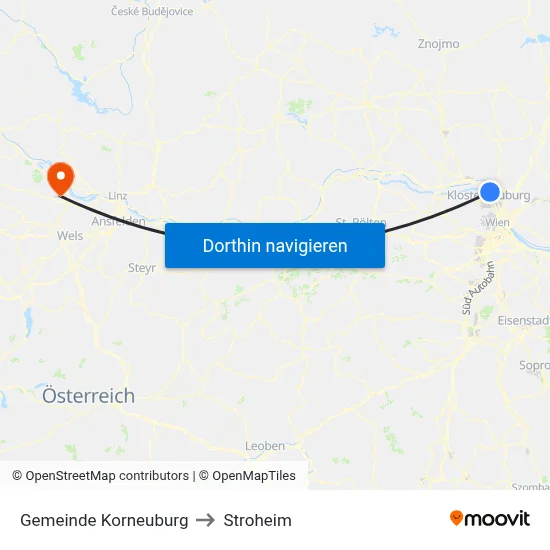 Gemeinde Korneuburg to Stroheim map