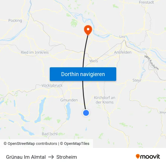 Grünau Im Almtal to Stroheim map