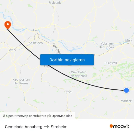 Gemeinde Annaberg to Stroheim map