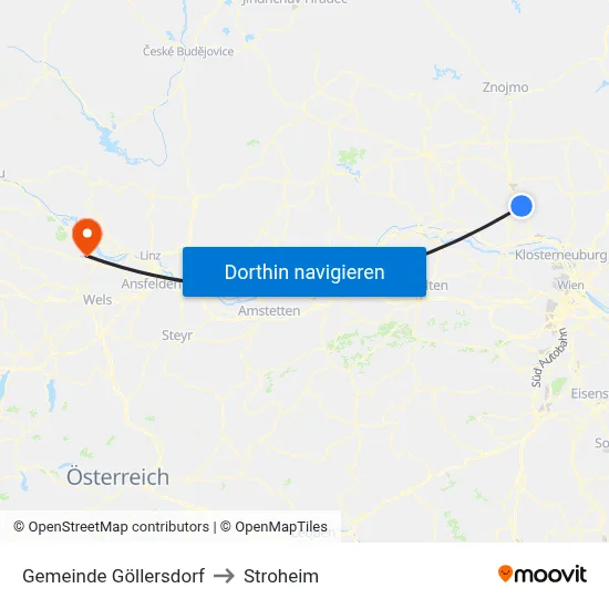 Gemeinde Göllersdorf to Stroheim map