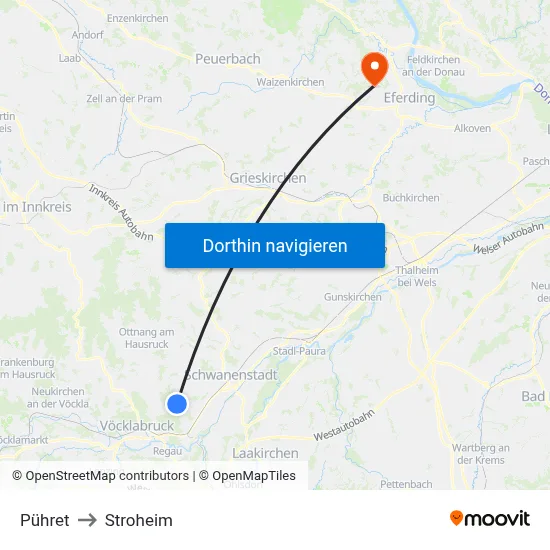 Pühret to Stroheim map