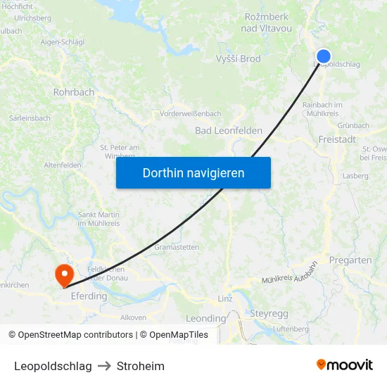Leopoldschlag to Stroheim map