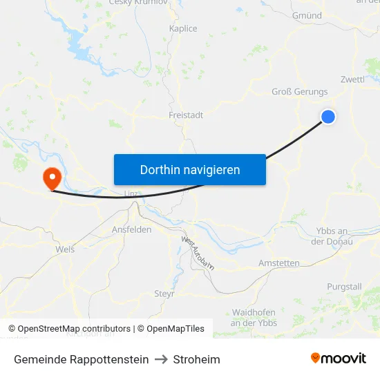 Gemeinde Rappottenstein to Stroheim map