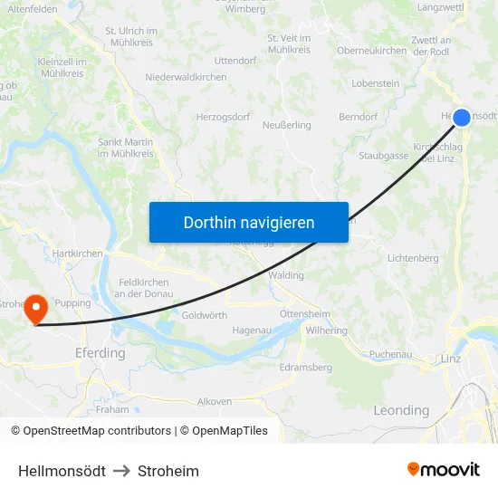 Hellmonsödt to Stroheim map