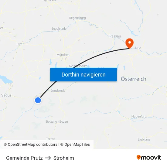 Gemeinde Prutz to Stroheim map