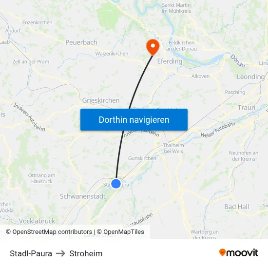Stadl-Paura to Stroheim map