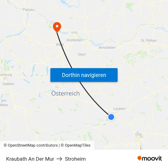 Kraubath An Der Mur to Stroheim map