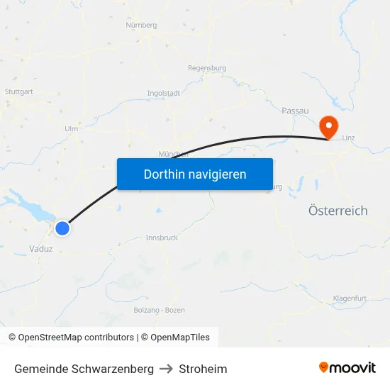 Gemeinde Schwarzenberg to Stroheim map