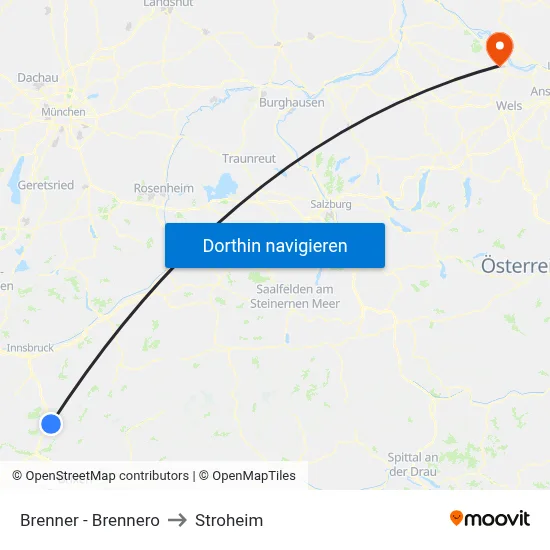 Brenner - Brennero to Stroheim map