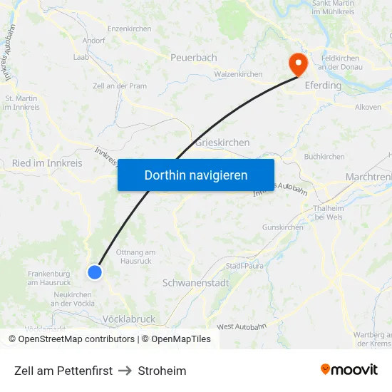 Zell am Pettenfirst to Stroheim map