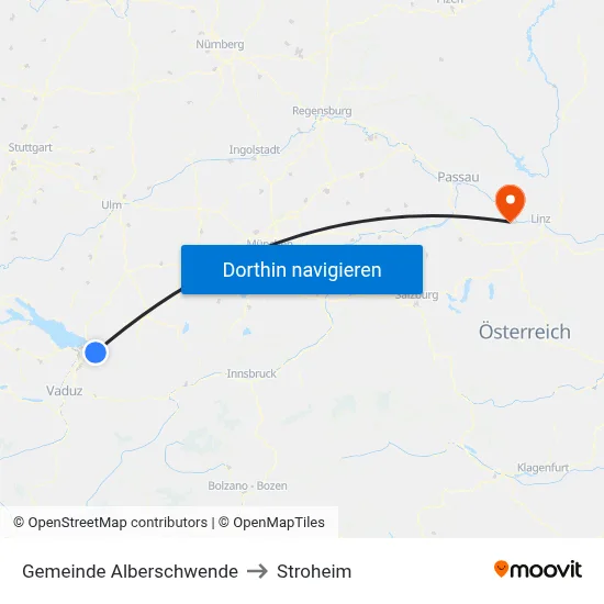 Gemeinde Alberschwende to Stroheim map
