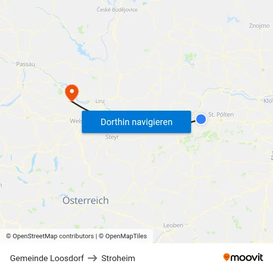 Gemeinde Loosdorf to Stroheim map