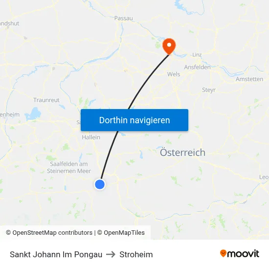 Sankt Johann Im Pongau to Stroheim map