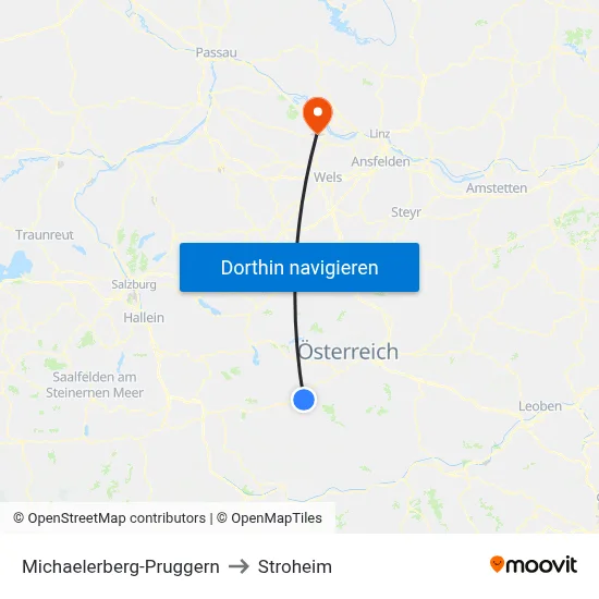 Michaelerberg-Pruggern to Stroheim map