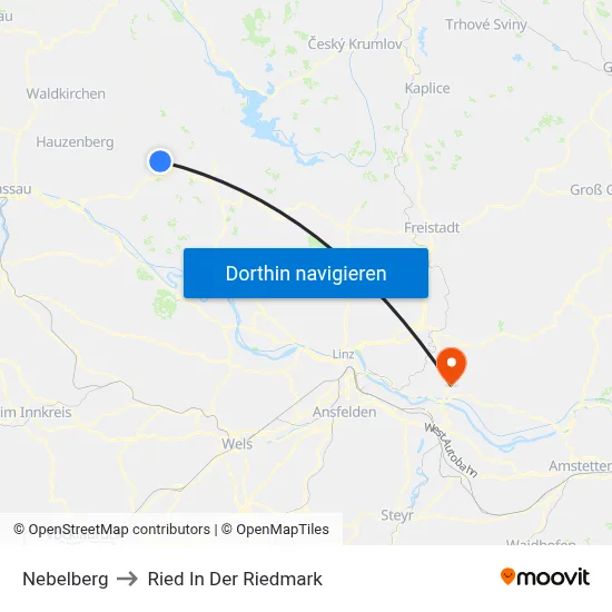 Nebelberg to Ried In Der Riedmark map