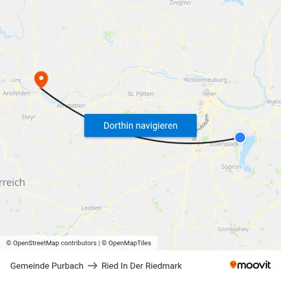 Gemeinde Purbach to Ried In Der Riedmark map