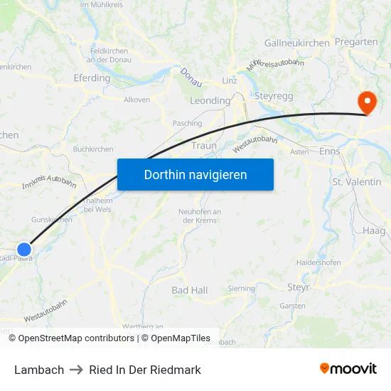 Lambach to Ried In Der Riedmark map