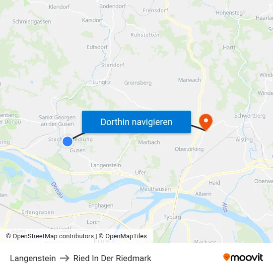 Langenstein to Ried In Der Riedmark map