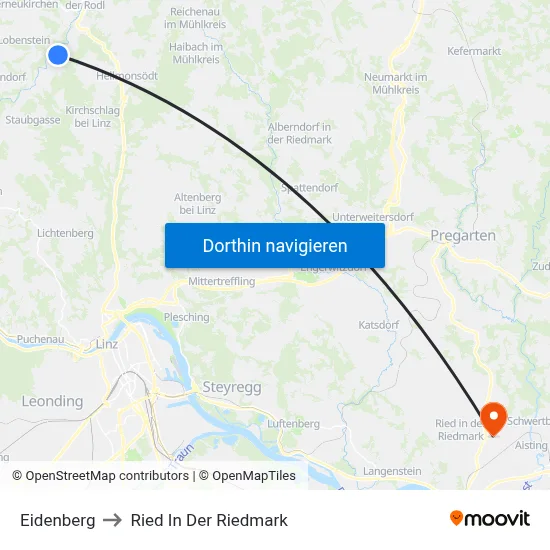 Eidenberg to Ried In Der Riedmark map