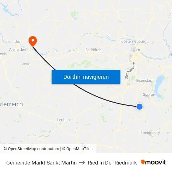 Gemeinde Markt Sankt Martin to Ried In Der Riedmark map