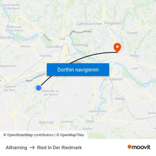 Allhaming to Ried In Der Riedmark map