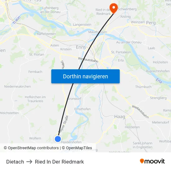Dietach to Ried In Der Riedmark map