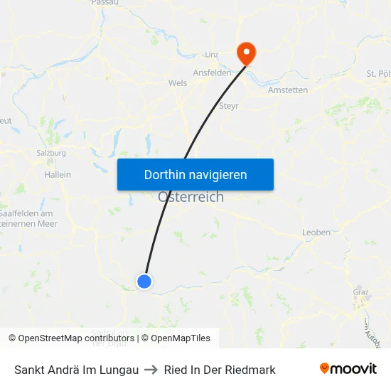 Sankt Andrä Im Lungau to Ried In Der Riedmark map