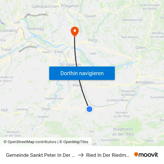 Gemeinde Sankt Peter In Der Au to Ried In Der Riedmark map