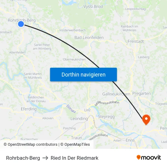 Rohrbach-Berg to Ried In Der Riedmark map